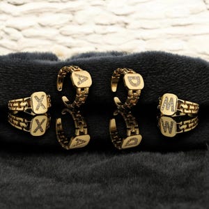 Anillo de letra personalizado para mujer, anillo de letra inicial ajustable, anillo de cóctel con letra, regalo para mujer, anillo de letra elegante