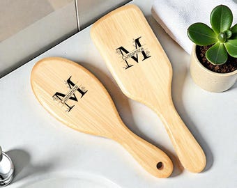 Personalisierte Bambushaarbürste, benutzerdefinierter Name Kopfhautmassage Kamm