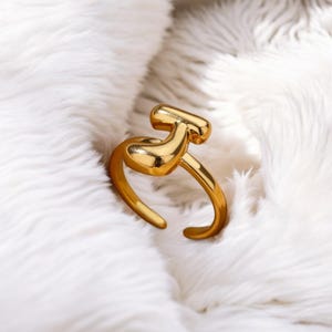 Anillo con inicial de color dorado para mujer, joyería de acero inoxidable con el alfabeto, anillo con letra ajustable personalizado, joyería de moda para mujer