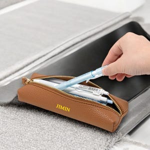 Personalized Leather Pencil Case: Custom Makeup Brush Bag