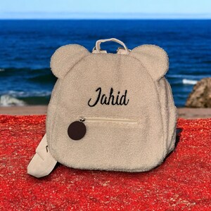 Sac à dos personnalisé en forme d'ours en peluche - prénom brodé - cartable personnalisé - cadeau d'anniversaire et de jour d'enfant - sac à dos pour enfant avec nom