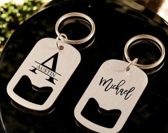 Llavero abridor de botellas de acero inoxidable personalizado: regalo grabado