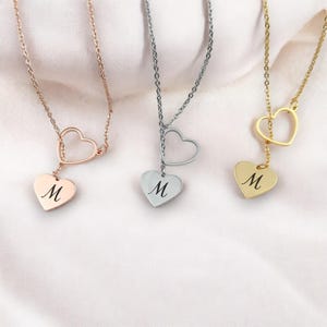 Cadena de anillo con letras de corazón personalizadas: regalo especial, día de San Valentín, aniversario para mujeres