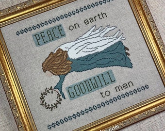 PDF - Peace and Goodwill - Cross Stitch Pattern - CS61 - Counted Cross Stitch, Needlework - Rose Clay / Three Sheep Studio
