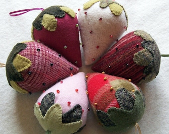 Beaded Berries Pattern - Wool Strawberry - Three Sheep Studio