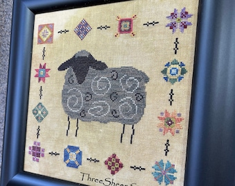 PDF - Wrapped in a Quilt - The Black Sheep - Cross Stitch Pattern - CS66 - Counted Cross Stitch, Needlework - Rose Clay / Three Sheep Studio