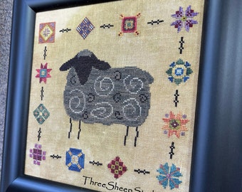 Wrapped in a Quilt - The Black Sheep - Cross Stitch Pattern - CS66 - Counted Cross Stitch, Needlework - Rose Clay / Three Sheep Studio