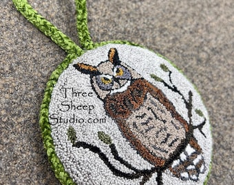 Long-eared Owl - Punch Needle Pattern - #PN654 - Needlepunch Embroidery