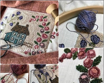 Country House in the Spring - Punch Needle Pattern - #PN572 - Needlepunch Embroidery