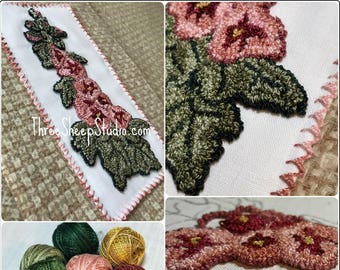 Hollyhocks  - Punch Needle Patterns - #PN547 - Needlepunch Embroidery