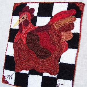 French Country Hen - Punch Needle Pattern - #PN516 - Needlepunch Embroidery