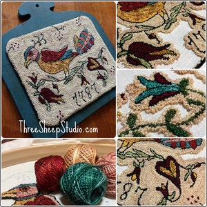 1787 Fraktur - Punch Needle Pattern - #PN531- Needlepunch Embroidery