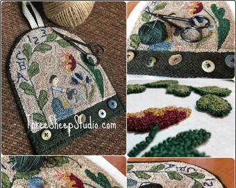 Time in the Garden - Punch Needle Pattern - #PN573 - Needlepunch Embroidery