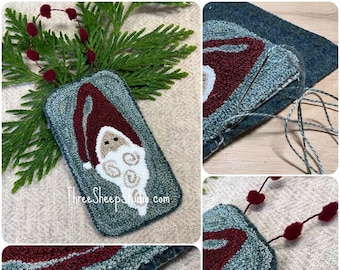 Mr. Claus- Punch Needle Pattern - #PN640 - Needlepunch Embroidery - Christmas Ornament / Gift Tag