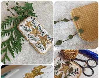 Star Bright- Punch Needle Pattern - #PN613 - Needlepunch Embroidery - Christmas Ornament / Gift Tag