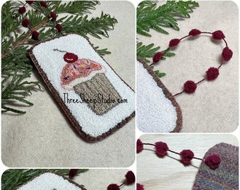Frosted with Sprinkles - Punch Needle Pattern - #PN632 - Needlepunch Embroidery - Christmas Ornament / Gift Tag