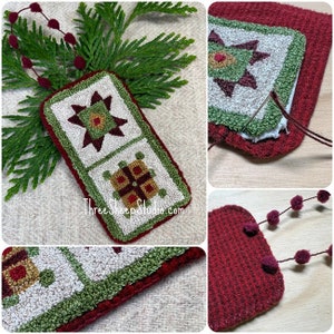 Christmas Quilt - Punch Needle Pattern - #PN639 - Needlepunch Embroidery - Christmas Ornament / Gift Tag