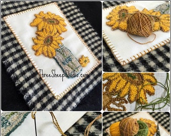 Simply Sunflowers - Punch Needle Pattern - #PN546 - Needlepunch Embroidery