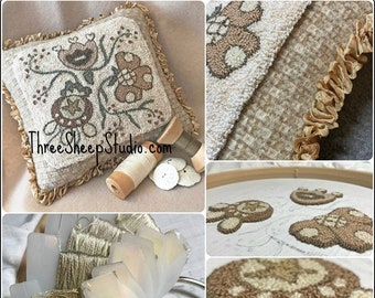 Peaceful Garden - Punch Needle Pattern - #PN585 - Needlepunch Embroidery