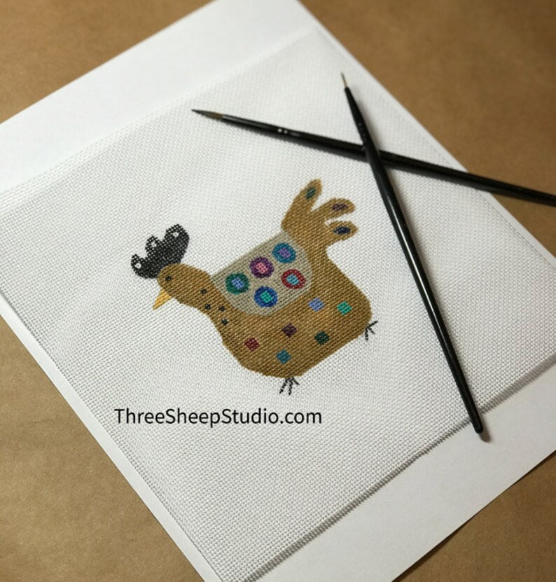 Hand Painted Hand Embroidery Needlepoint Canvas /'Urban Chicken/'