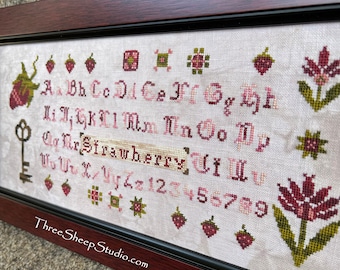 Strawberry Sampler - Cross Stitch Pattern - CS65 - Counted Cross Stitch, Needlework - Rose Clay / Three Sheep Studio