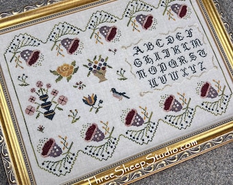 Garden Sampler - Cross Stitch Pattern - CS89 - Counted Cross Stitch, Needlework - Rose Clay / Three Sheep Studio