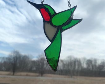 Atrapasol de colibrí de vitral