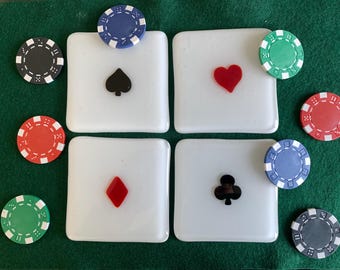 Fused Glass Playing Card Coaster Set