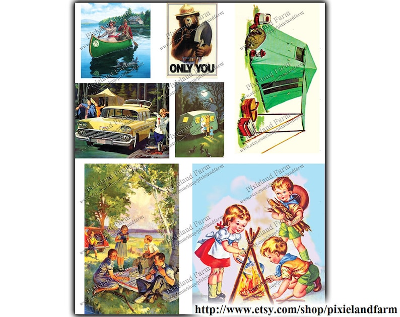 Vintage Camping Clip Art Printable Digital Download image 3