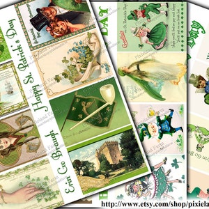 St. Patrick&#39;s Day ATC Vintage Printable Digital Download