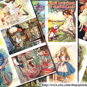 Vintage Alice in Wonderland Clip Art Printable Digital Download