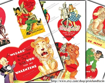 Wizard of Oz Valentine Vintage Printable Digital Download