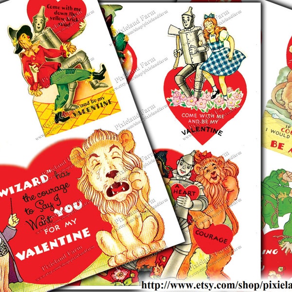 Wizard of Oz Valentine Vintage Printable Digital Download