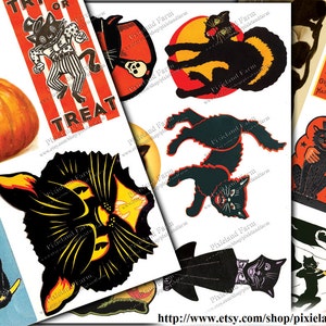 Halloween Cats Vintage Printable Digital Download