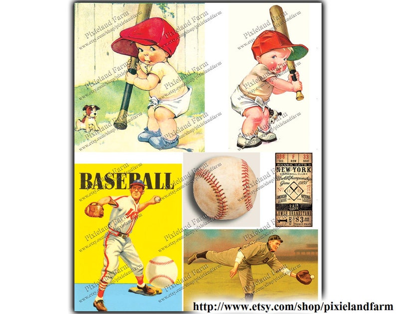 Vintage Baseball Clip Art Printable Digital Download - Etsy