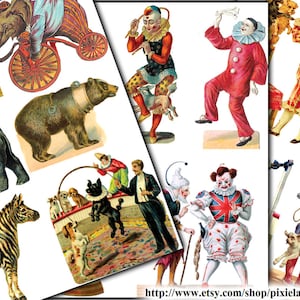Vintage Circus Clip Art afdrukbare digitale download