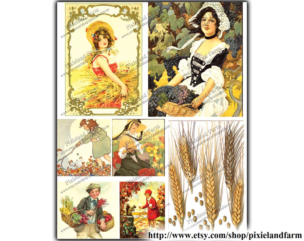 Autumn Vintage Harvest Clip Art Printable Digital Download - Etsy