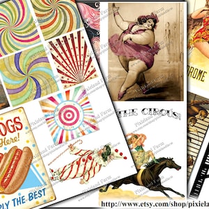 Vintage Circus Clip Art afdrukbare digitale Download