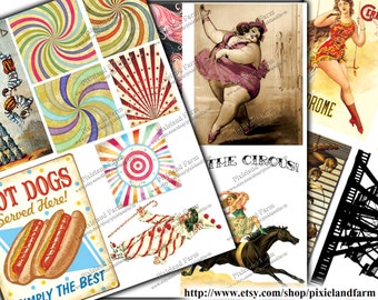 Vintage Circus Clip Art Printable Digital Download