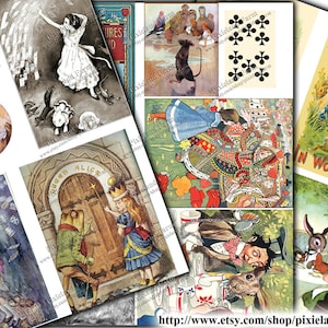 Alice in Wonderland Vintage Clip Art Printable Digital Download