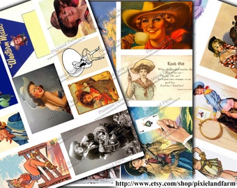 Cowgirl Vintage Clip Art Printable Digital Download