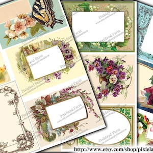 May include: A set of printable vintage style labels with floral and butterfly designs. The labels are perfect for adding a touch of charm to your crafts, gifts, and packaging.