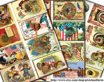 Vintage Digital Download Thanksgiving Children With Turkey Image Let Us ...