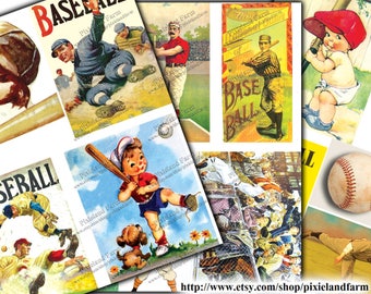 Vintage Baseball Clip Art Printable Digital Download