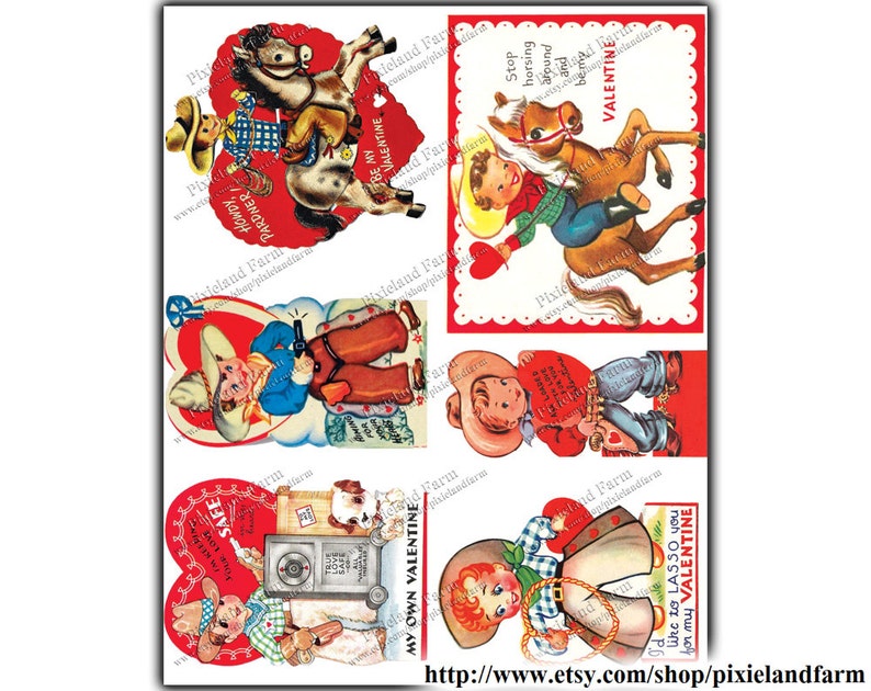 Cowboy Valentine Vintage Printable Digital Download Etsy
