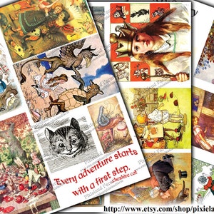 Alice in Wonderland Vintage Clip Art Printable Digital Download