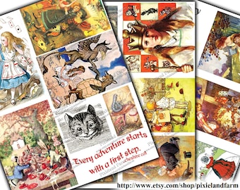 Alice in Wonderland Vintage Clip Art Printable Digital Download