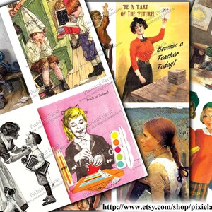 Back To School Vintage Clip Art Printable Digital Download