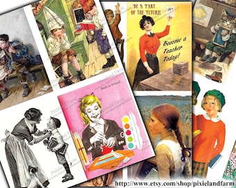 Back To School Vintage Clip Art Printable Digital Download