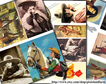 Cowgirl Vintage Clip Art Printable Digital Download